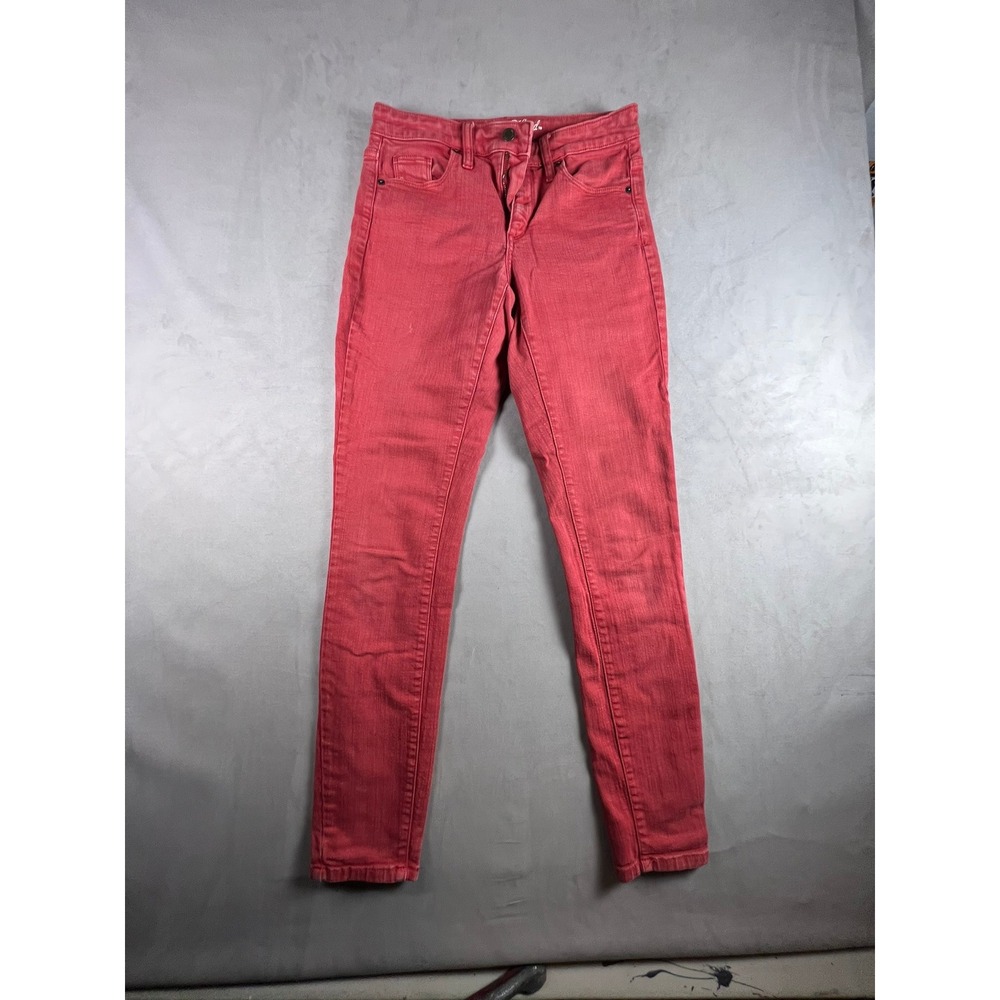 Universal Thread Womens High-Rise Skinny Jeans Red Faded Wash 4/27L Long Inseam